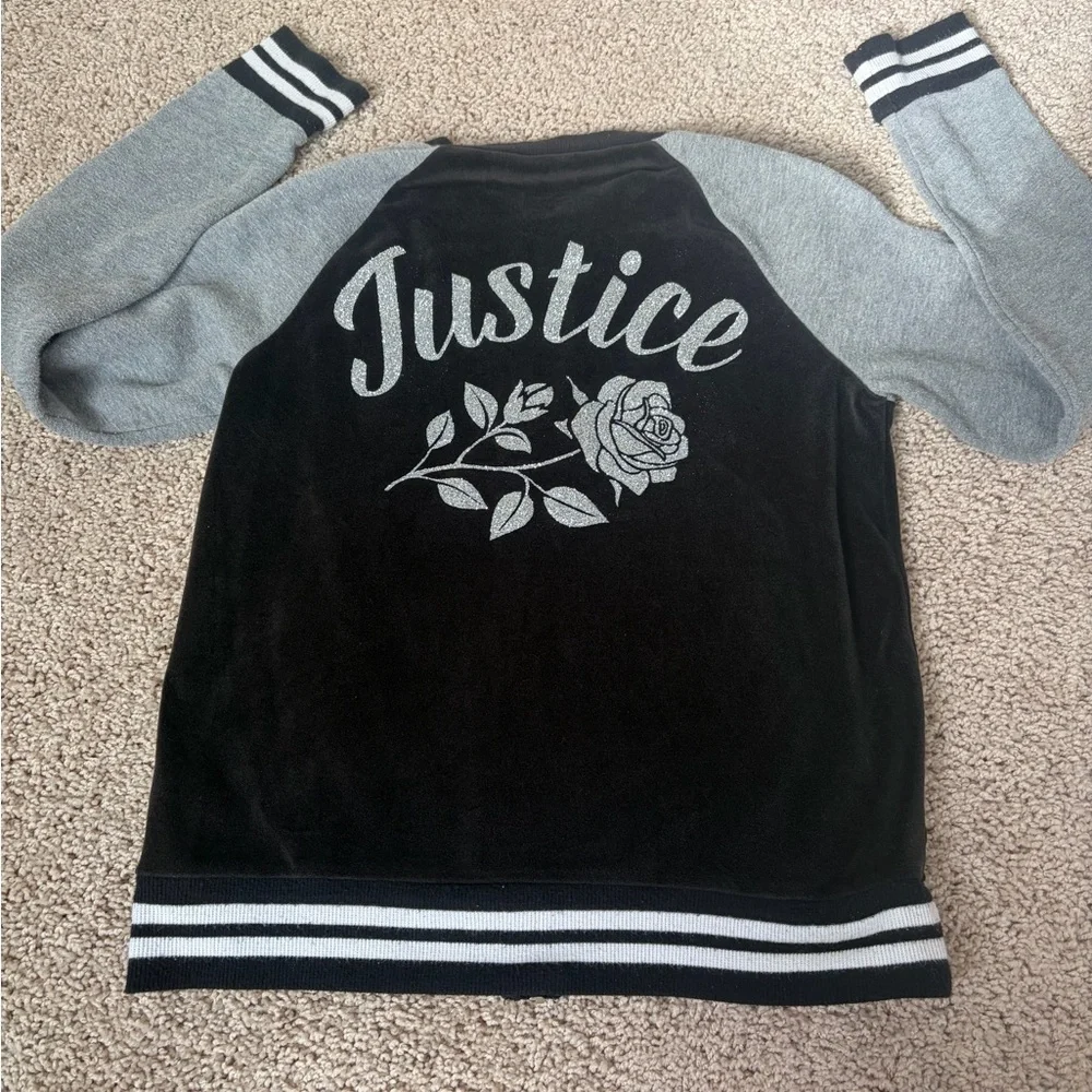 Justice Black and Gray Kids Zip up, Sweatshirt and Tshirt Bundle Size 10